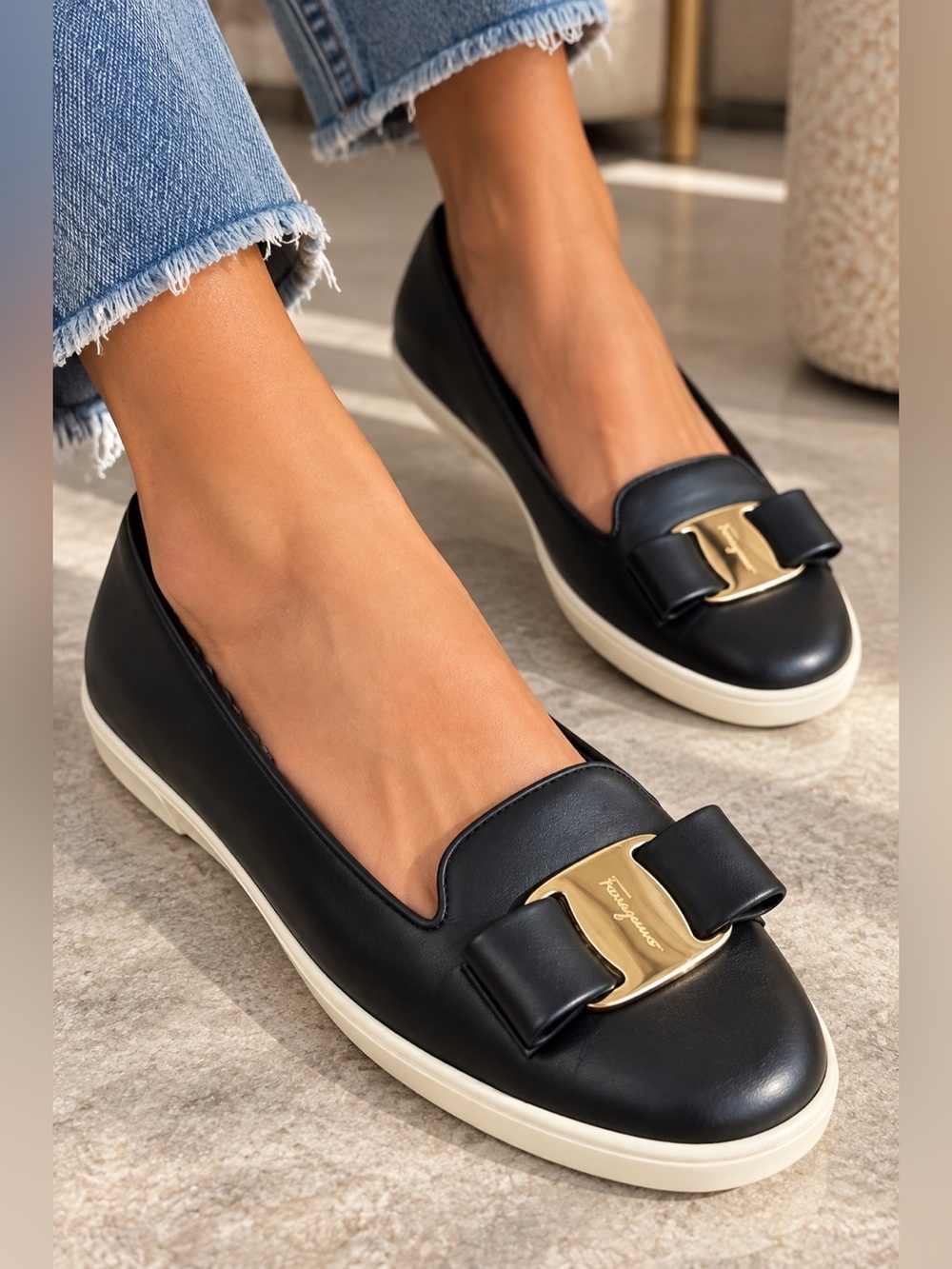 Salvatore Ferragamo 7.5C Novello Sporty Platform Ballerina Sneakers